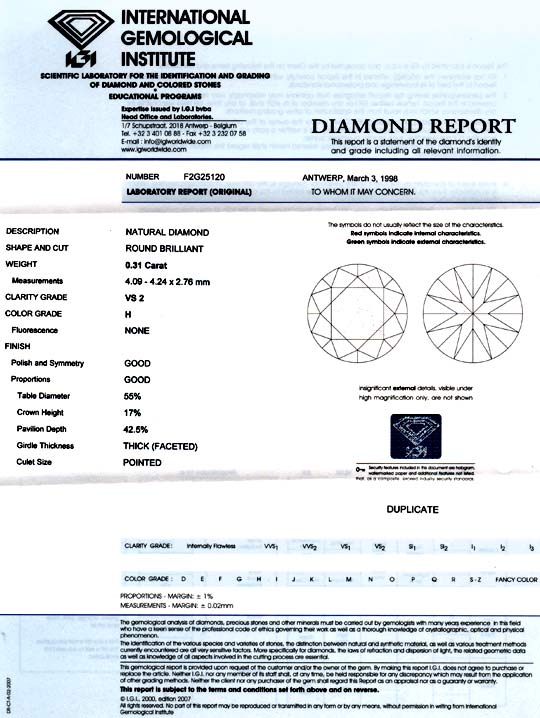 Foto 9 - Diamant 0,31ct Brillant IGI Wesselton H, VS2 G/G, D5715
