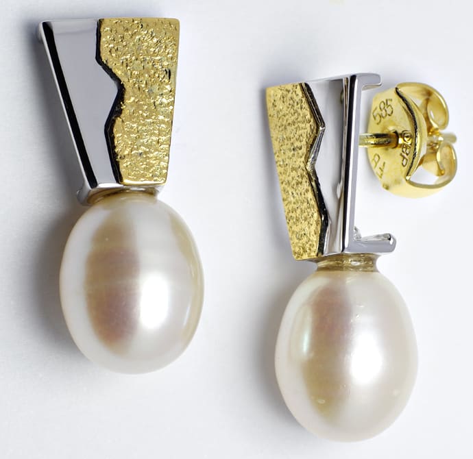 Foto 1 - Designer Ohrstecker ovale Perlen in 14K Gold, R1165