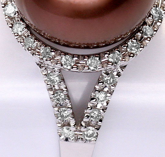 Foto 3 - Schoko Tahiti Perle Diamantring 38 Brillanten-Weißgold, S1140
